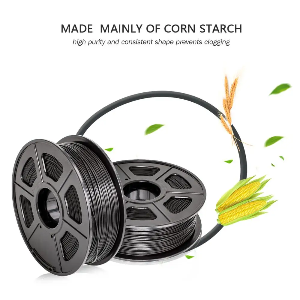3D Printer Filament Skin PLA 1.75mm 1KG/2.2LB Spool Black Color with Lenght of 335m in Dimensional Accuracy+/-0.02mm