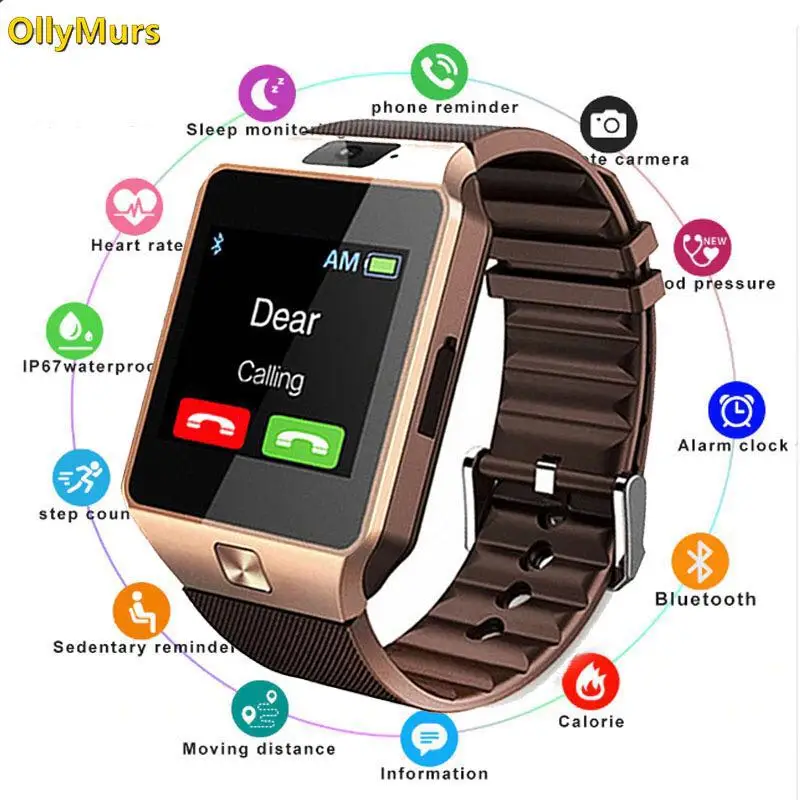 DZ09 Смарт часы Smartwatch мужские для Apple IP67 Водонепроницаемый Bluetooth Android с камера со