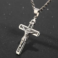 high quality stainless steel pendant multilayer cross christ jesus christ crucifix for diy jewelry making findings