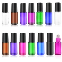 2510pcs 5ml portable frosted glossy essential oil perfume thick glass roller vial travel refillable rollerball bottle