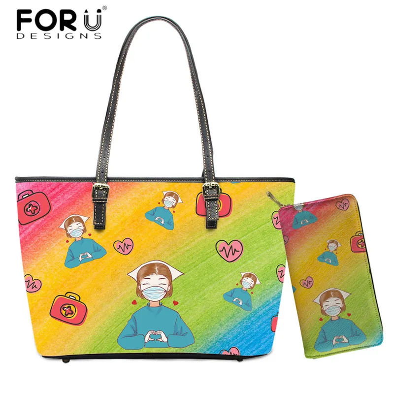Сумка на плечо FORUDESIGNS 2 шт./компл. Женская Повседневная сумка радужной медсестры с