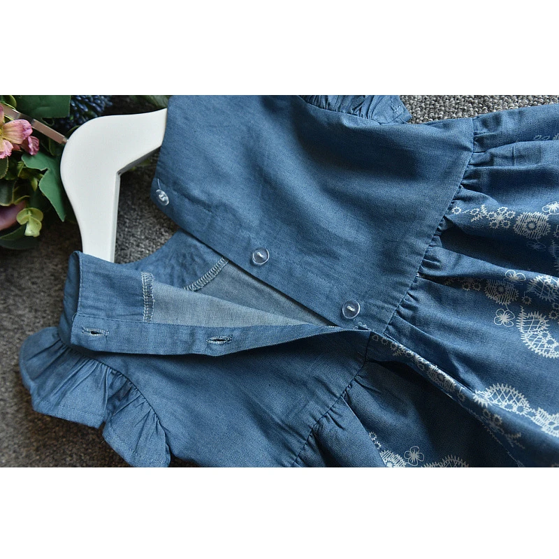 LOVE DD&MM Girls Clothing Dresses 2022 Summer New Girl Fashion Cowboy Embroidered Pure Color Dress | Детская одежда и обувь