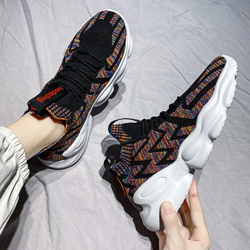 

Summer Air Mesh Men Athletic Shoes Casual Jogging Shoes Breathable Fly Weave Shoes Sport Sock Shoes Men Walking Shoes Zapatillas