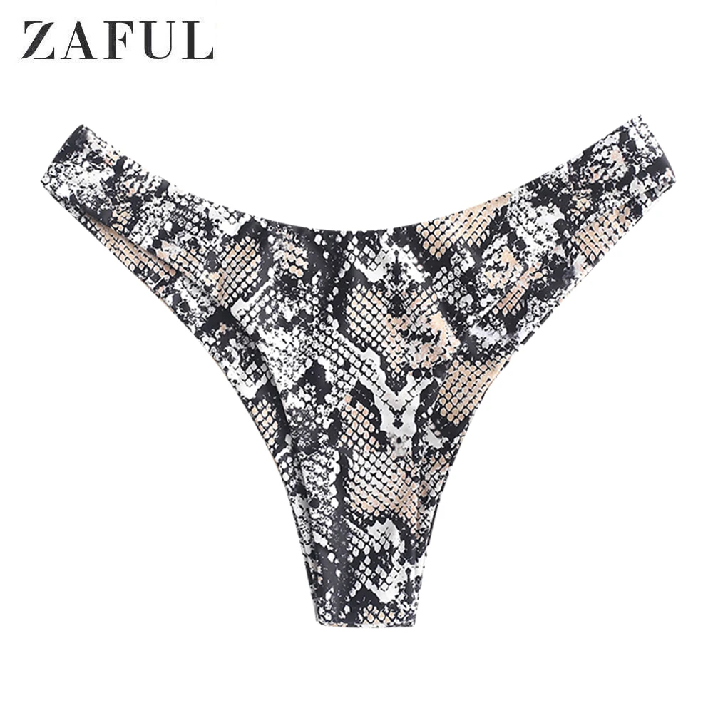 

ZAFUL Snake Print High Cut Bikini Bottom Snakeskin Bikini Swim Bottom Swimsuit Bathing Suit Animal Print 2021