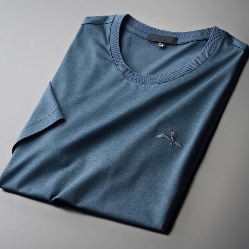 Футболка мужская эластичная однотонная с коротким рукавом Классическая