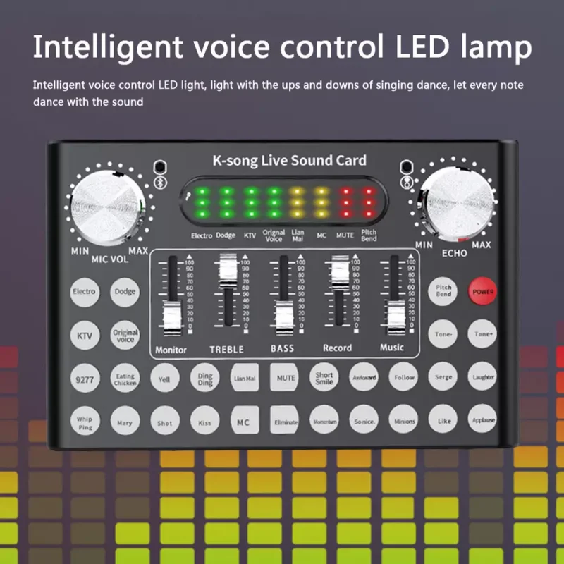 Интеллектуальная звуковая карта K Song Live Sound Card с голосовым управлением
