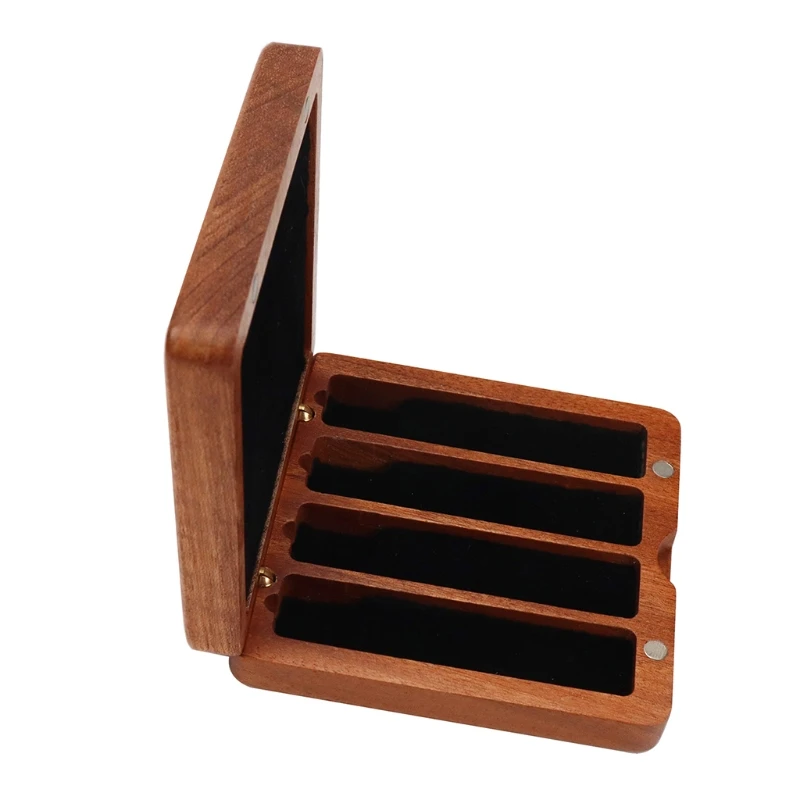 

094C Wood Saxophone Reed Box for Clarinet Saxophone Hold Four Reeds