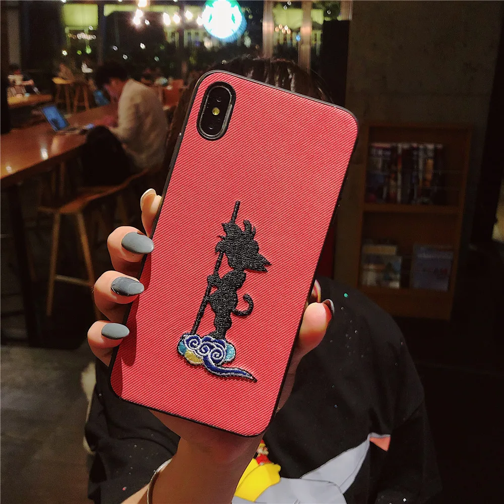 Мультяшный Вышитый Чехол для телефона Apple iPhone 7 Plus чехол Dragon Ball 6 6s 8 X XS MAX XR