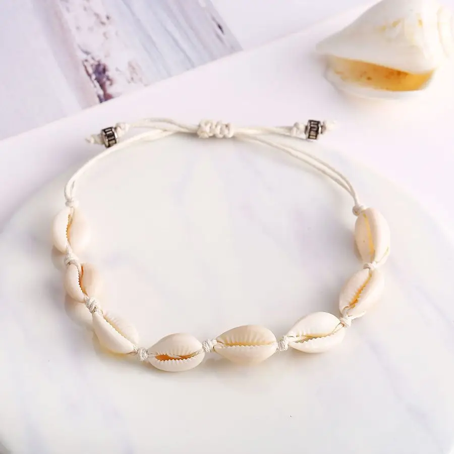 Boho натуральный корпус браслет для ног белая веревка ножные браслеты с цепочкой