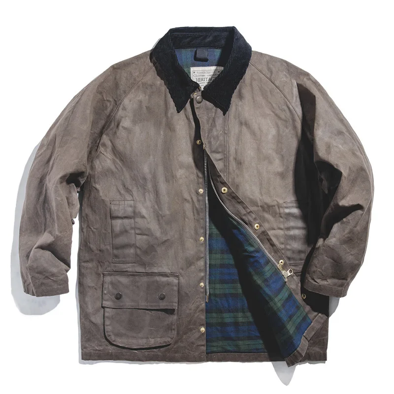 

2020 New Vintage Lined Waxed Canvas Jacket Waxed Motorcycle Hunting Jacket