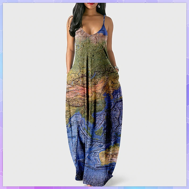 Платье женское длинное пляжное на бретелях-спагетти без рукавов - купить по