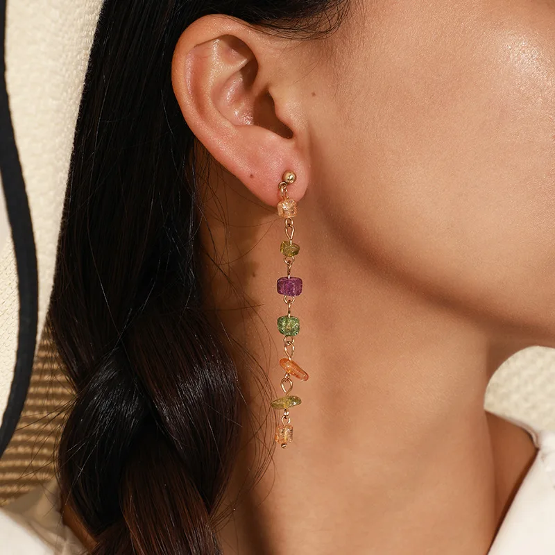 Модные Висячие серьги для женщин золотого цвета красивые из камня модные