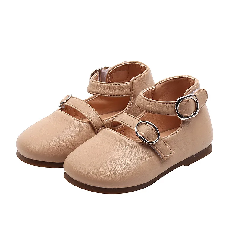 

2021 Fashion Spring Retro Girls Flat Shoes Kids Leather Double Buckle Shoes For Kids Mary Janes Flats Ankle Strap Princess Shoes