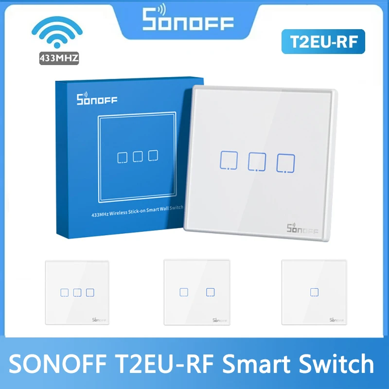 

Sonoff T2EU-RF 433Mhz Wireless Smart Wall Switch Support Two-way Control Work With SONOFF RF Bridge RF Controller SlampherR2 TX