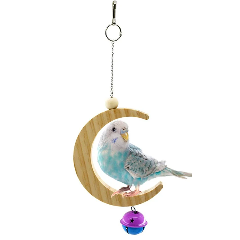 Подставка-качели для попугаев игрушка в форме Луны подвесной гамак колокольчик