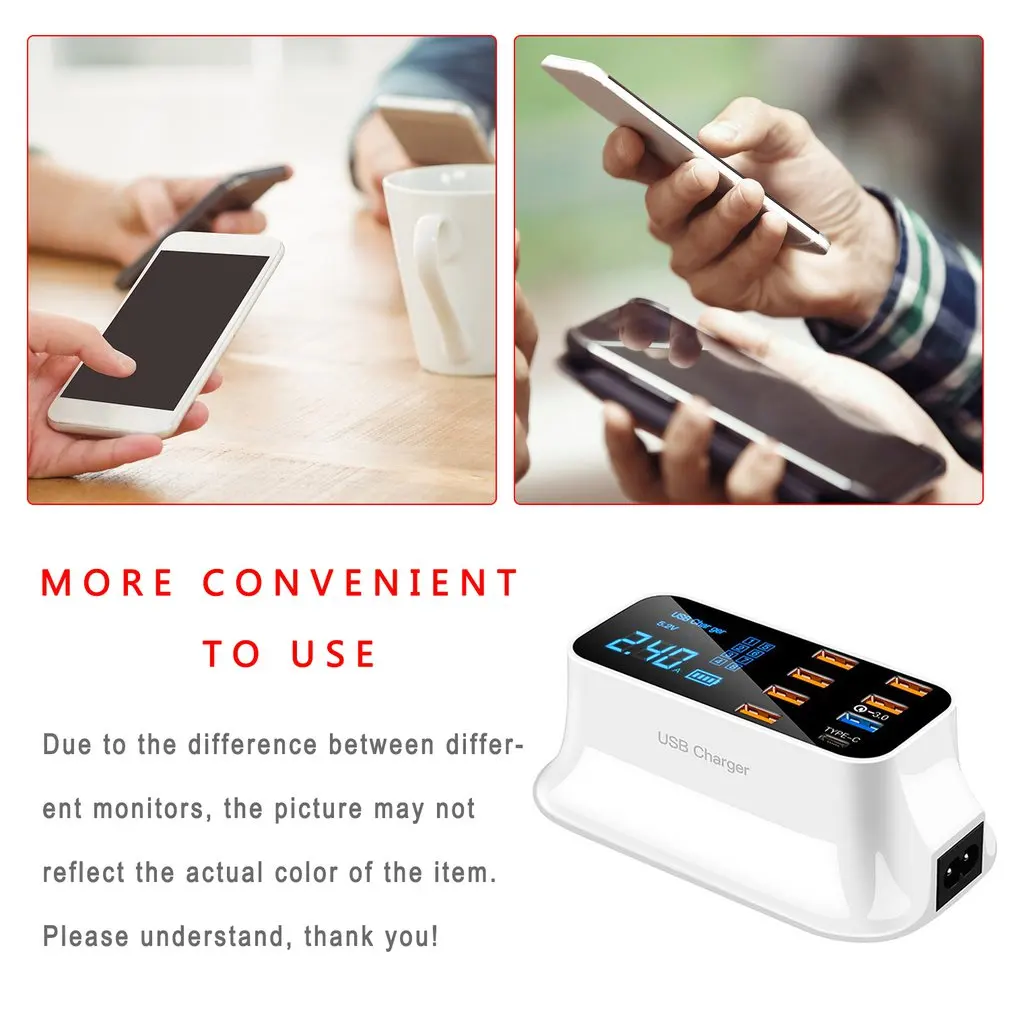 8 портов Быстрая зарядка 3 0 USB зарядное устройство для Android iPhone адаптер 18 Вт PD