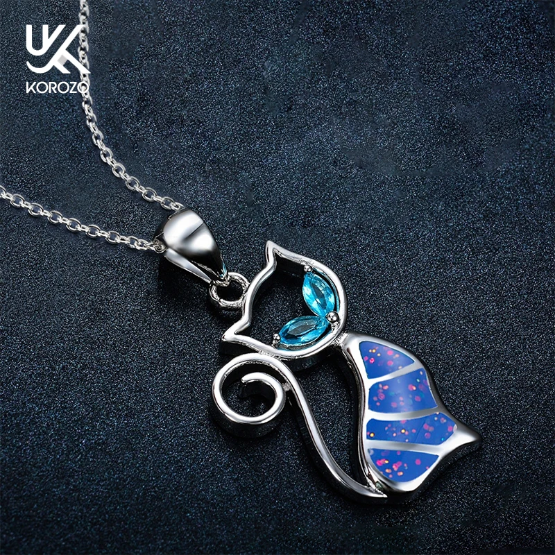 Симпатичное ожерелье с кулоном в виде голубого кота Трендовое маленькое