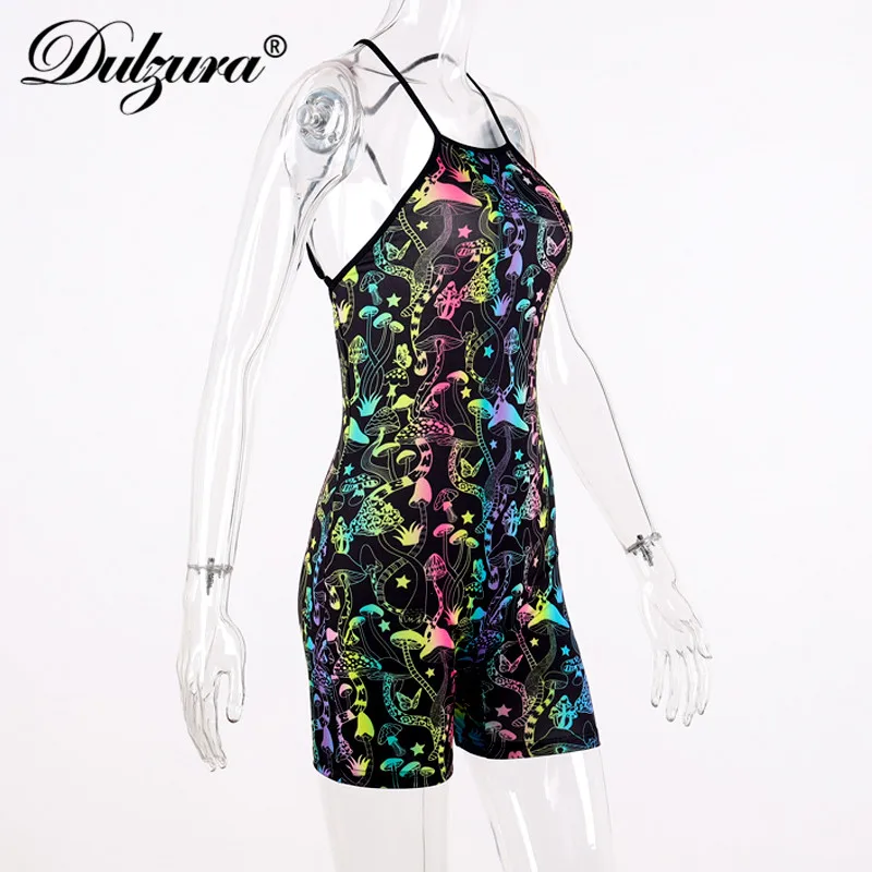 Dulzura 2019 летний женский комбинезон с принтом в виде грибов сексуальный короткий