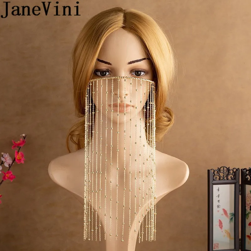 JaneVini китайский Стиль невесты уход за кожей лица крышка с длинной бахромой