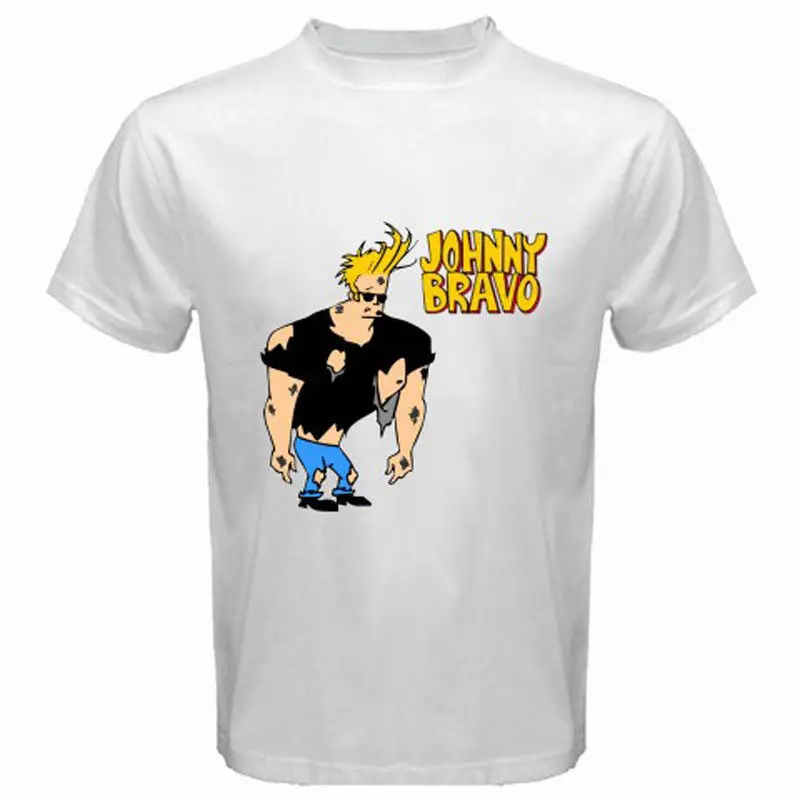 Новый Johnny Bravo как Элвис мультфильм ТВ шоу Для мужчин белая футболка Размеры S до 3XL