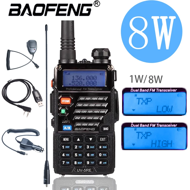 

Baofeng UV-5RE Voor Politie Walkie-Talkie Scanner Radio Dual Band Cb Ham Radio Transceiver Uhf 400-520 Mhz & Vhf 136-174 Mhz