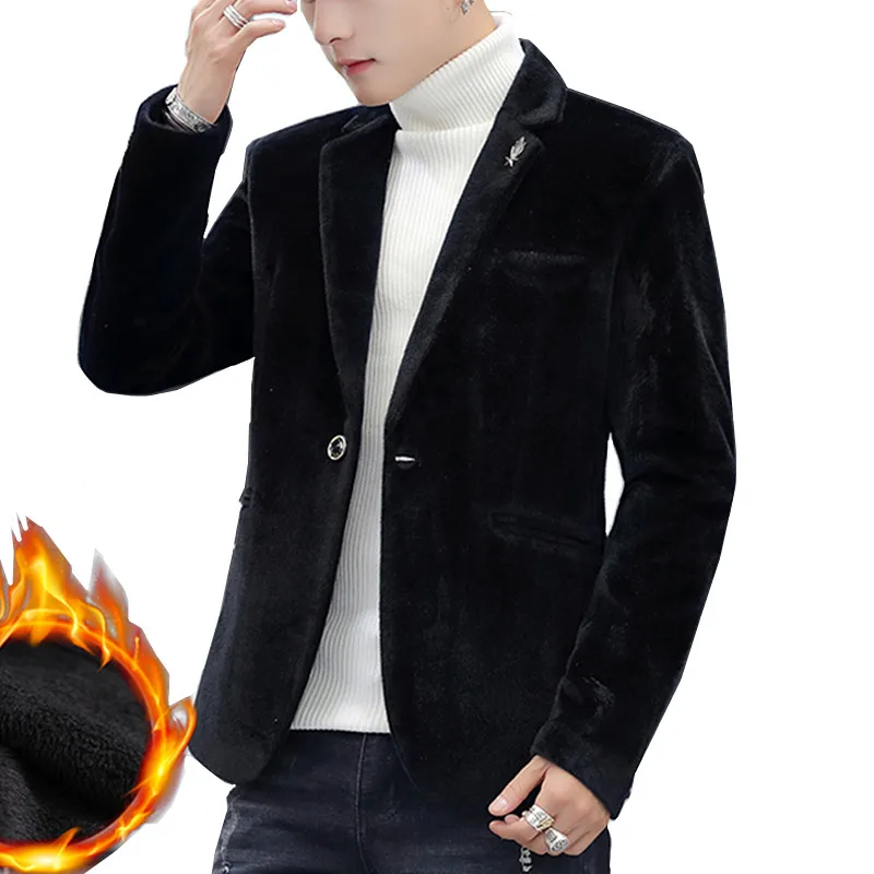 Осенне зимний плюс бархатный корейский Блейзер модный теплый тонкий тренд