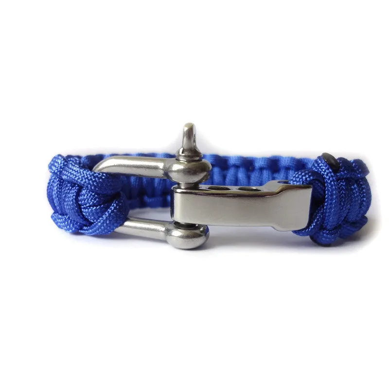 2019 Fashion Jewelry Sport Style Camping Parachute Cord Survival Bracelet Men with Stainless Steel Shackle Buckle SL125 | Украшения и