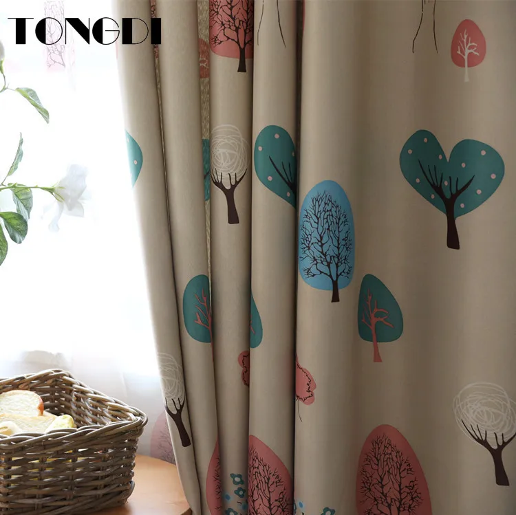 TONGDI Детские светонепроницаемые занавески Мультяшные элегантные милые кавайные