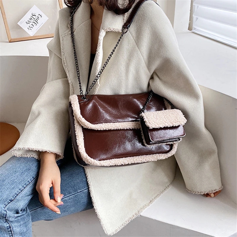 

Lamb Hair Designer Bag Women Luxury Handbag 2021 New Korean Winter Retro Messenger Bag Women Chain Bag Ladies Shoulder Bag