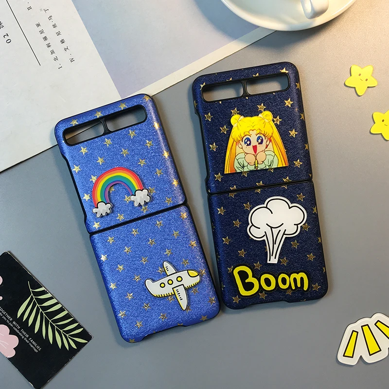 

Чехол-книжка для Samsung ZFlip, кожаный чехол с рисунком из мультфильма, милый чехол с рисунком аниме для ZFlip, стикеры в виде Галактики, индивидуаль...