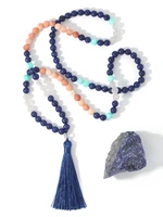 oaiite chakra necklace prayer yoga long tassel natural stone 108 mala bead necklace fashion bohemian handmade knotted