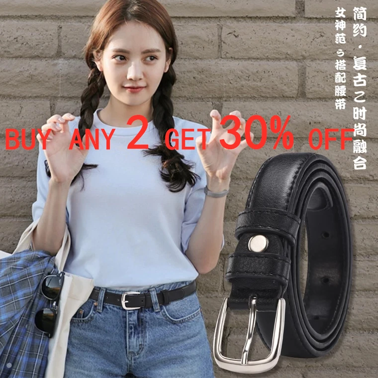 

New Fashion Female Antique Black Belt Metal Buckle Jeans Woman Faux Leather Belt