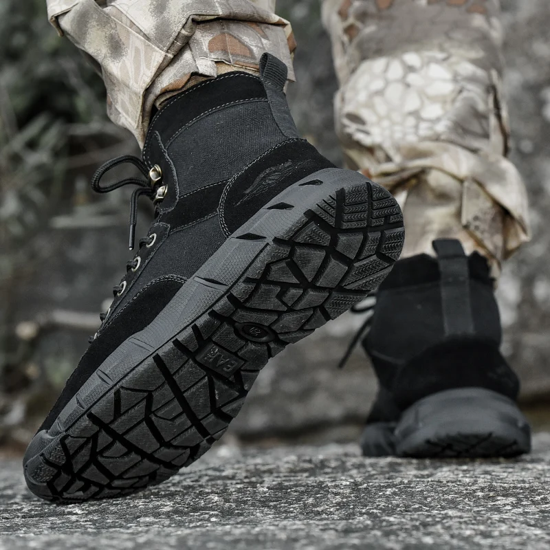 Высокие модные ботинки Повседневные кожаные кроссовки Мужские слипоны Черные