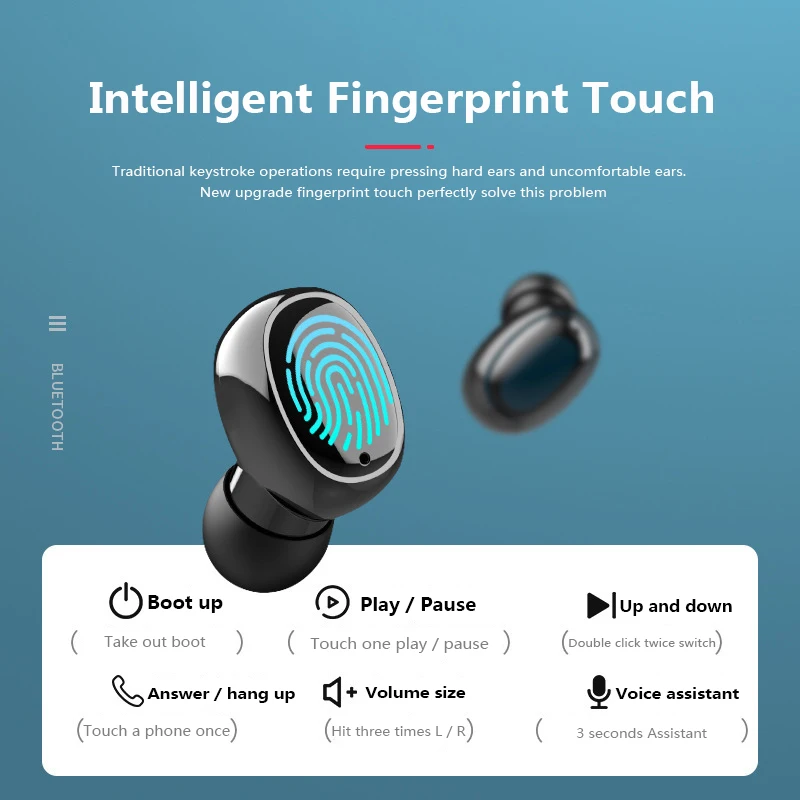 Bluetooth-наушники TWS с шумоподавлением 9D Hi-Fi сенсорные | Электроника