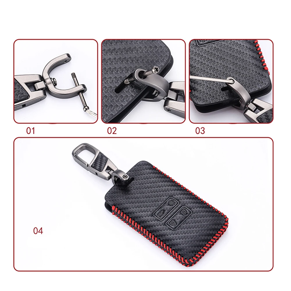

Car Styling Leather Key Chain Ring Cover Case Holder For Renault Captur Clio Megane Koleos Kadjar