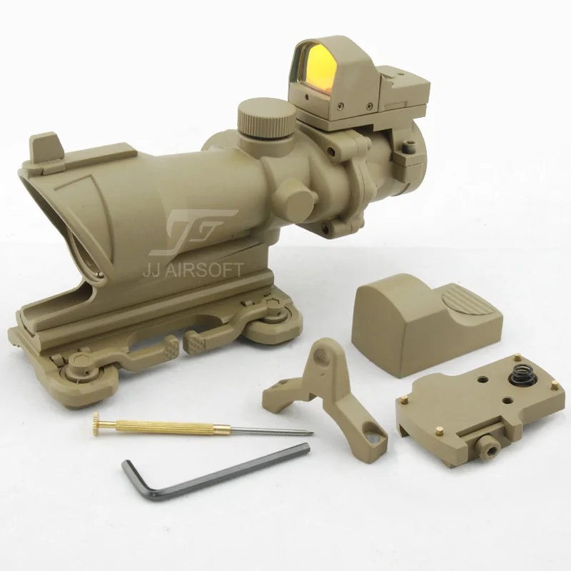 Прицел JJ AIRSOFT в стиле ACOG с мини-красным точечным датчиком Docter и креплением QD