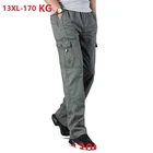 Брюки-карго мужские с карманами, свободные штаны на молнии, повседневные Простые брюки армейского зеленого цвета, прямые, серого цвета, большие размеры 8XL 10XL 13XL, на лето
