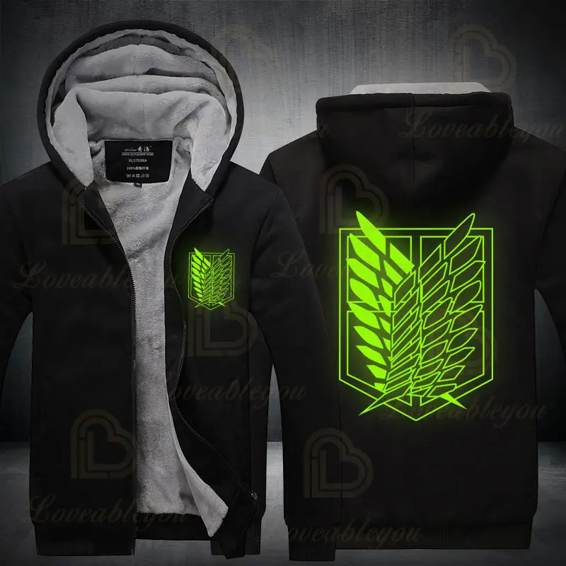 Флисовые теплые толстовки с аниме атака на Титанов утепленное пальто худи для