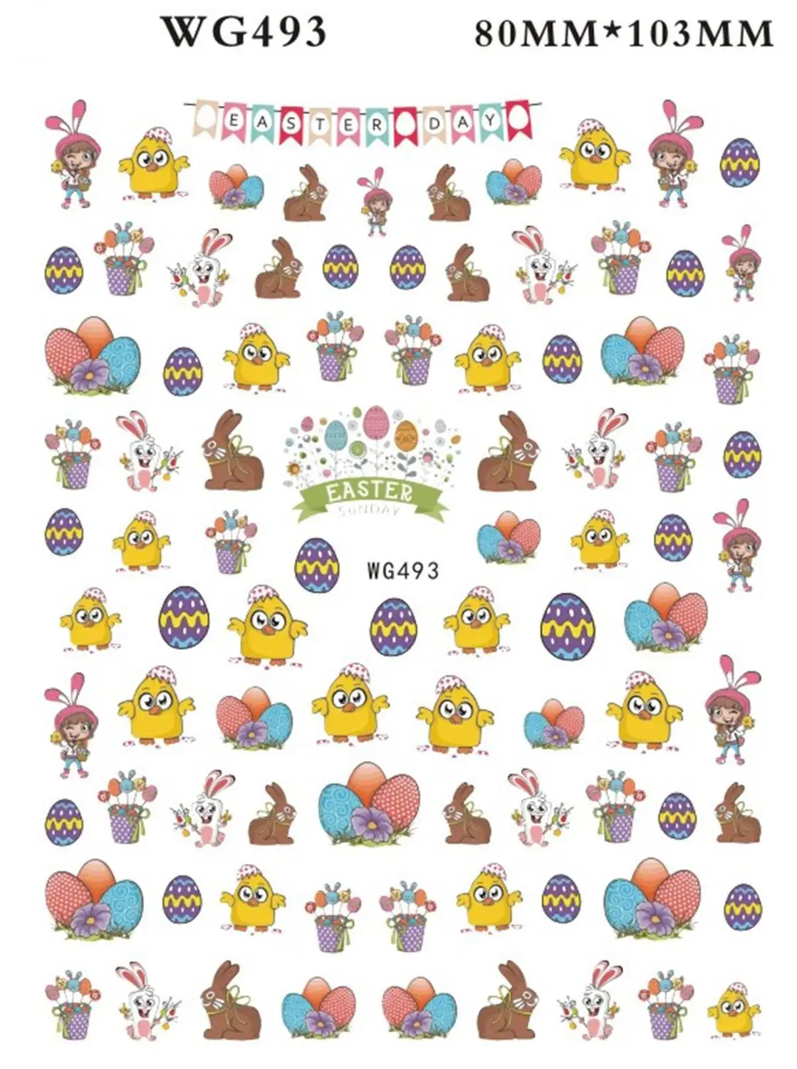 Easter Day 1Pcs 3D Nail Art Stickers Cartoon Rabbit Chick Cute Design Adhesive Decorations Festival DIY | Красота и здоровье