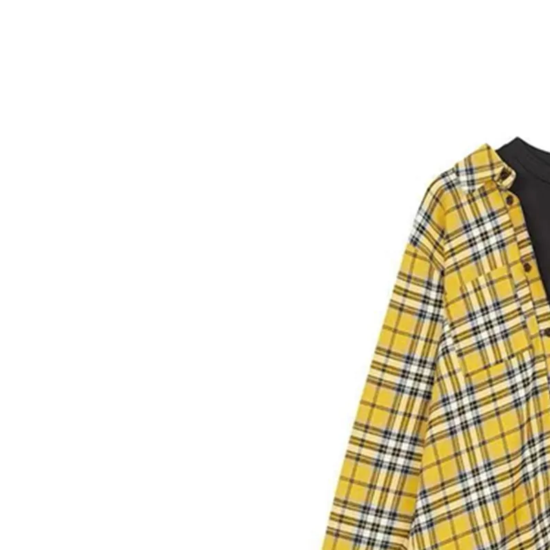 Асимметричная рубашка с открытыми плечами Женская клетчатая Повседневная