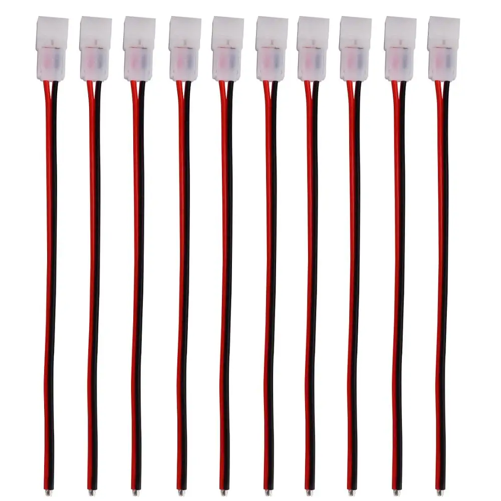 

10pcs 8mm 2pin LED Strip Connector with Wire Stable Quick Connector for 2835 3528 5050 LED Lights Strip to Power Connector