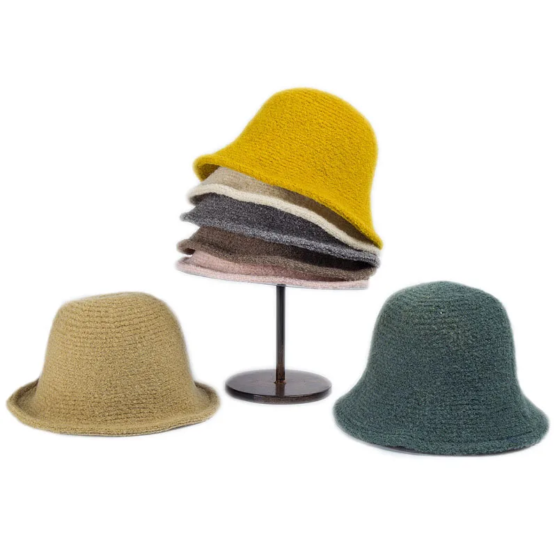 

Winter british warm fisherman's hat women‘s’ round top wool hat for girl