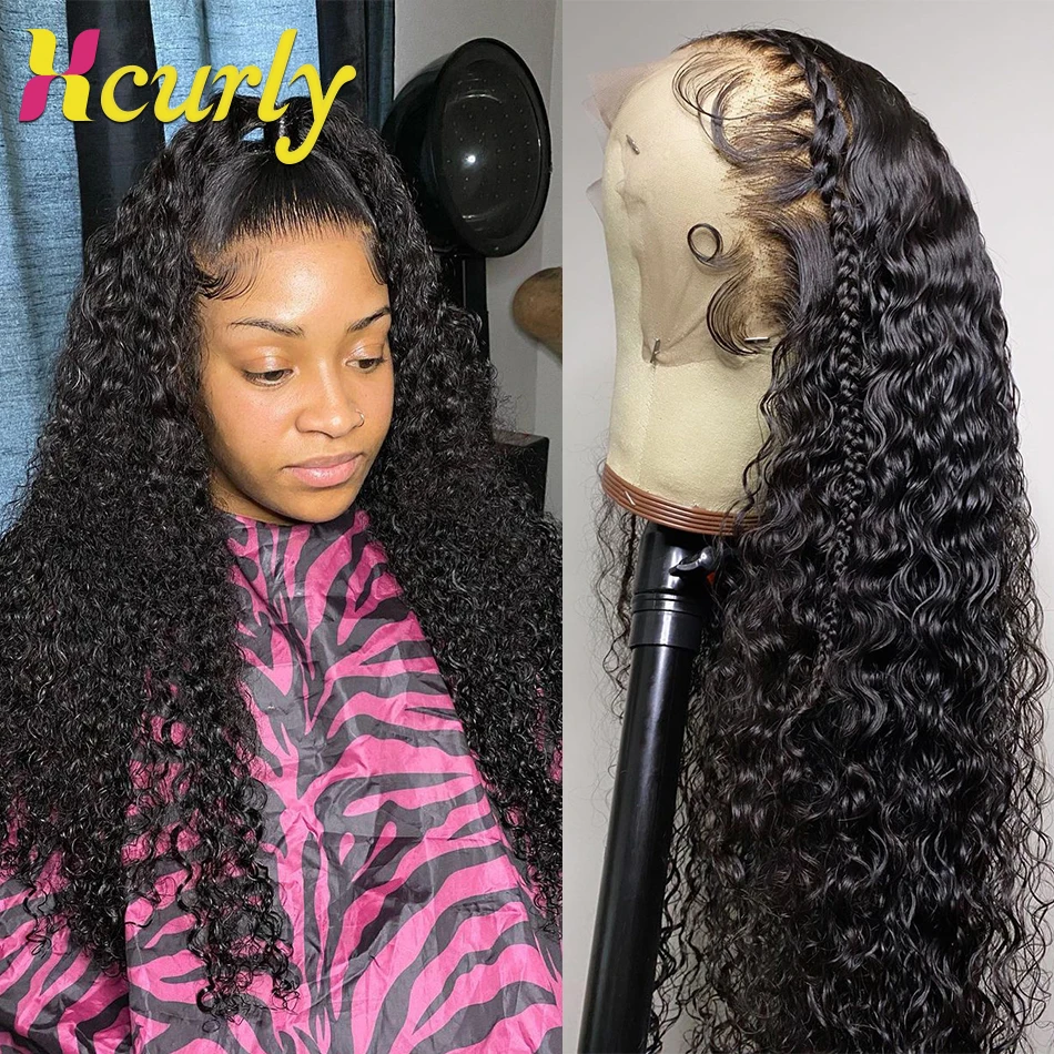 Парики бразильские с глубоким кудрявым кружевом спереди 30/40 дюймов|Парик из