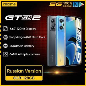 realme gt neo 2 5g russian version 8gb 128gb smartphone snapdragon 870 octa core 6 62120hz e4 amoled display 5000mah free global shipping