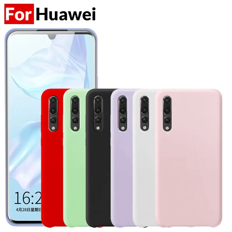 Жидкий силиконовый чехол ярких цветов для huawei P30 pro Чехол P10 P20 mate 20 30 lite Матовая