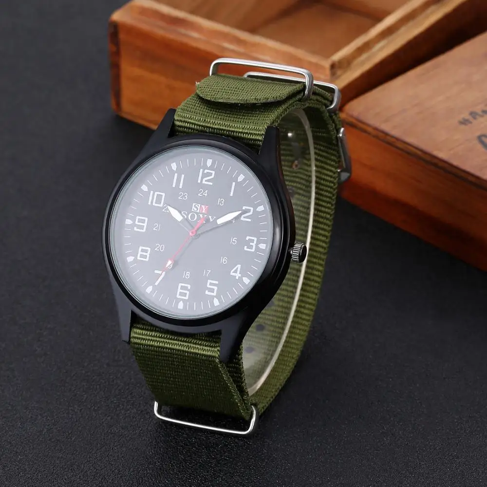 

SOXY Fashion Watch Men Brand New Men's Sport Quartz Wrist Military Watch Luminous Slim 24Hrs Analog Nylon Hot Sale Relojes
