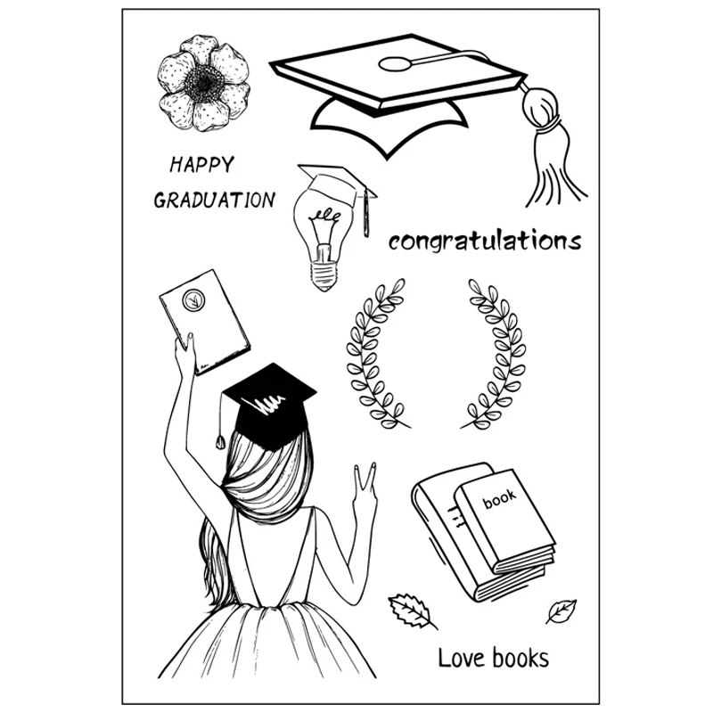 

Graduation Girl Clear Stamps For Scrapbooking Card Making Photo Album Silicone Stamp DIY Decorative Crafts