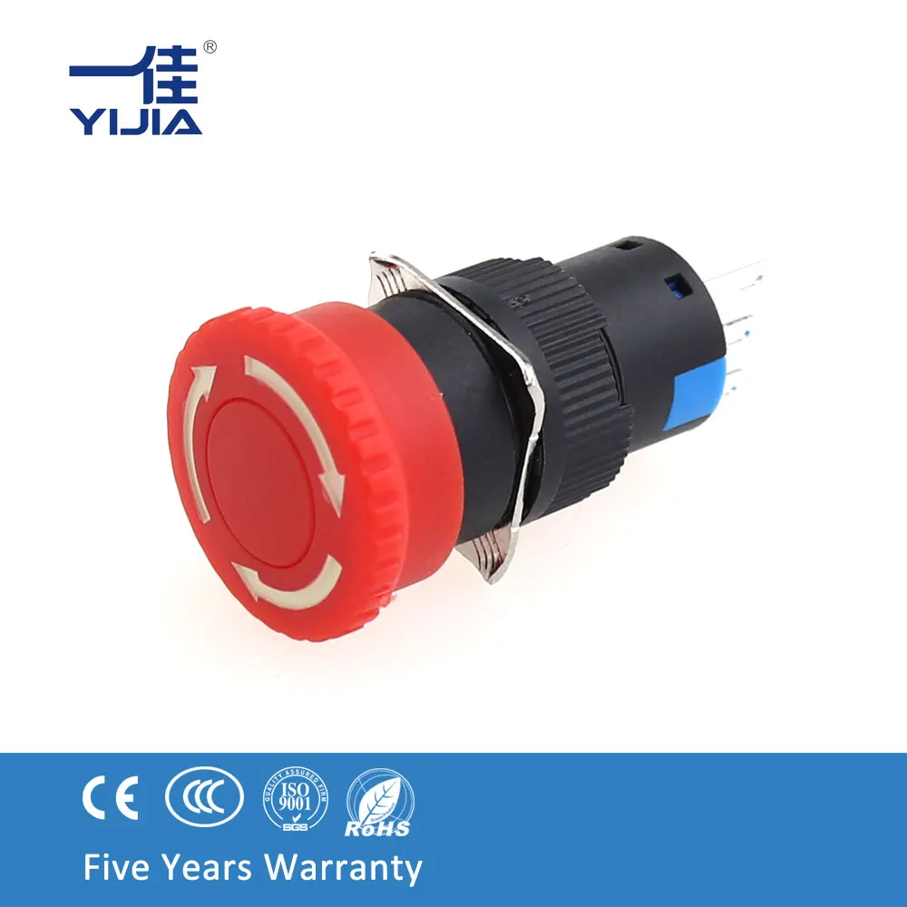 

YIJIA 16MM Emergency stop push button switch 1NO 1NC or 2NO 2NC