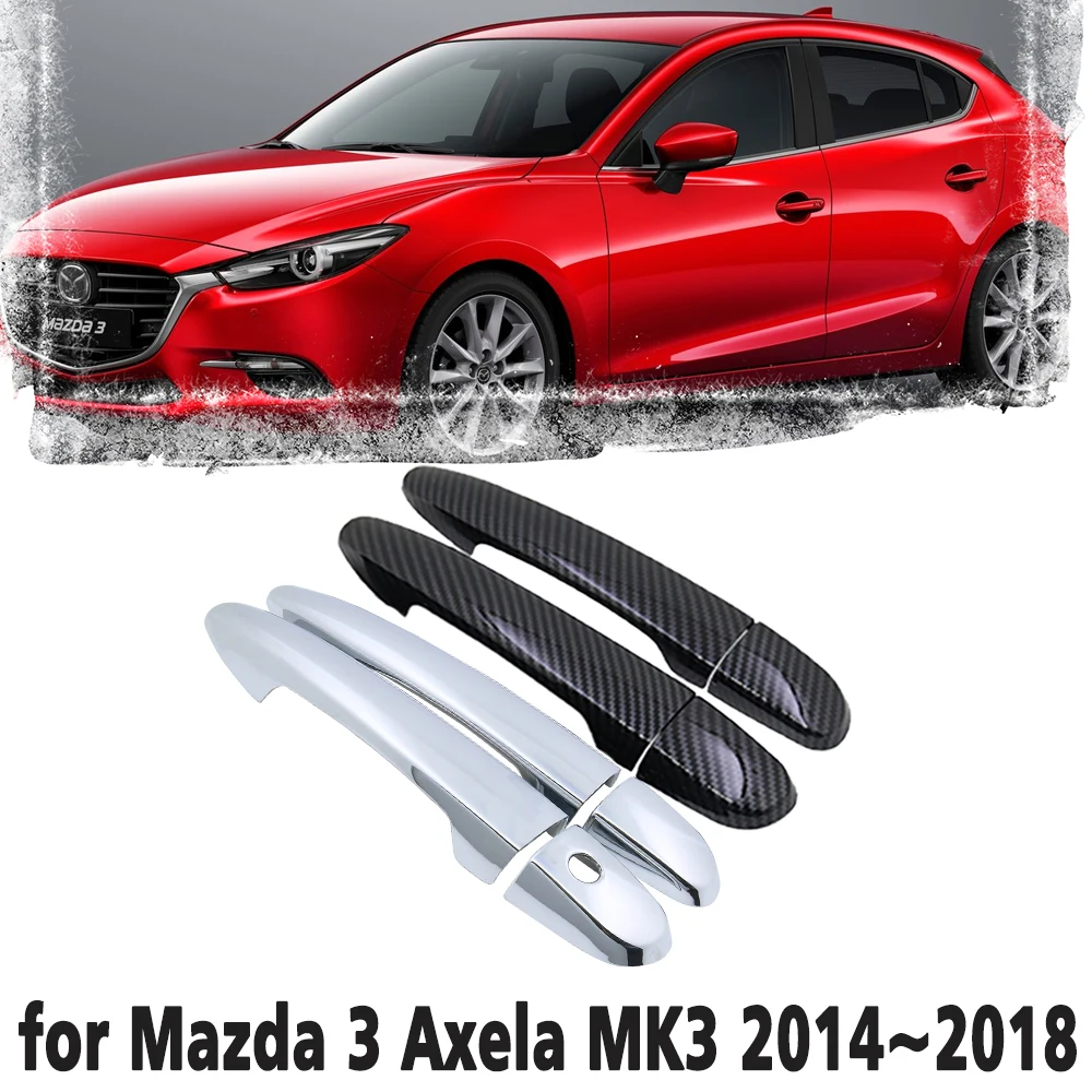 

Черная автомобильная ручка из углеродного волокна или хромированная крышка дверных ручек из АБС-пластика для Mazda 3 Axela MK3 BM 2014 ~ 2018 автомобильные аксессуары крышка 2015 2016