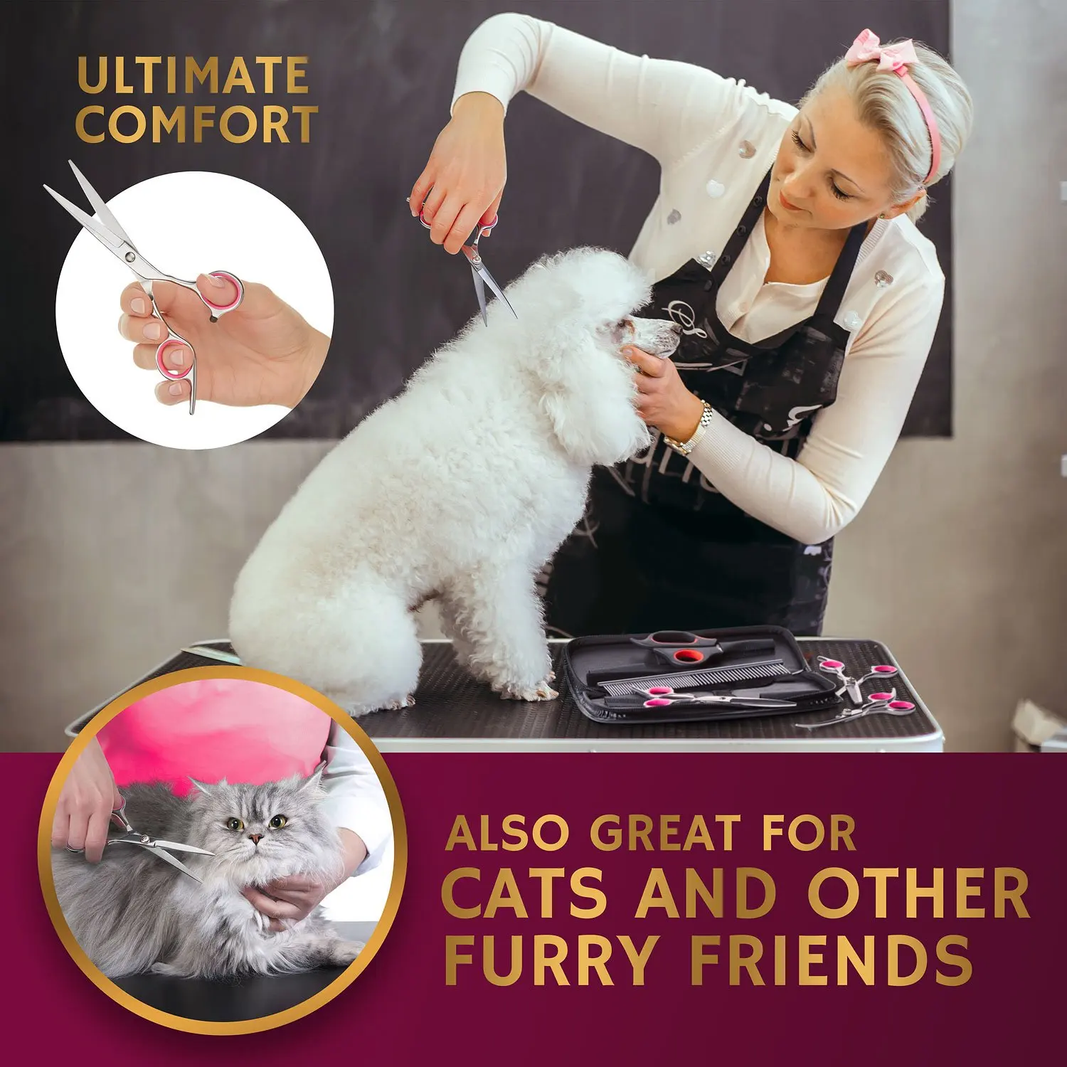 

4PCS Pet Grooming Scissors Set Stainless Steel Cat Hair Thinning Shear Sharp Edge Scissors For Dogs Animal Barber Cutting Tool
